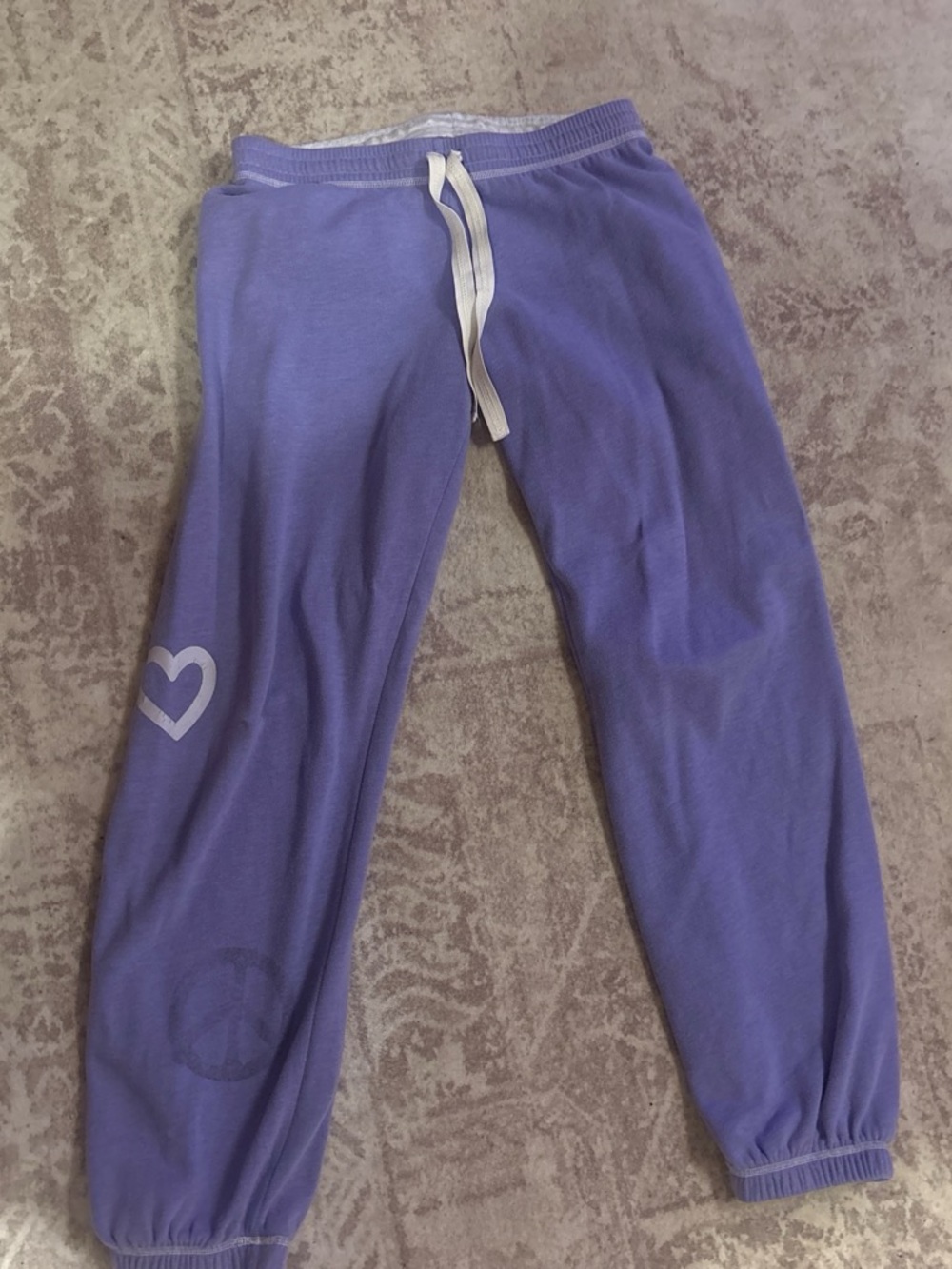 PINK Victoria's Secret Purple Drawstring Joggers with Heart Accent